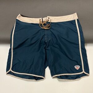 Howler Brothers Navy Swim Board Shorts with Cream Trim